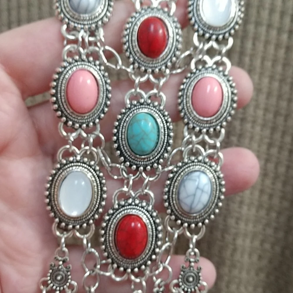 3 Left...Silver-tone Statement Boho Necklace - Picture 3 of 7